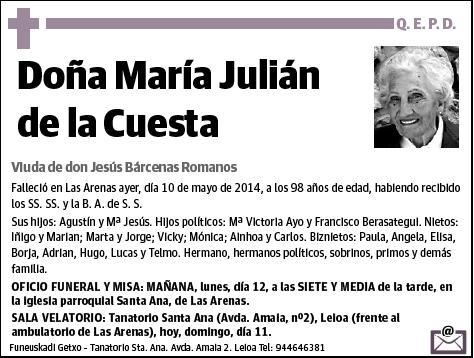 JULIAN DE LA CUESTA,MARIA