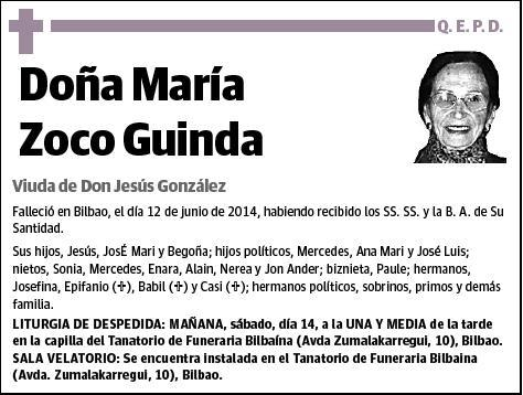 ZOCO GUINDA,MARIA