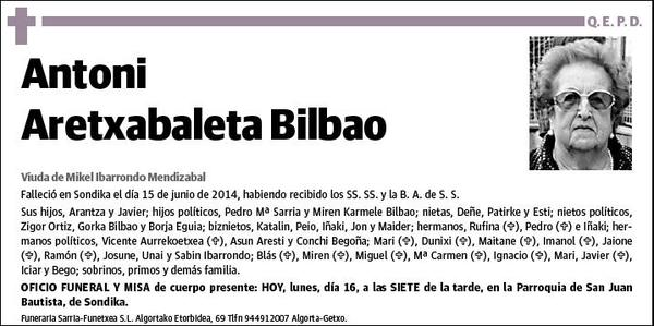 ARETXABALETA BILBAO,ANTONI