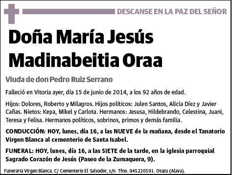 MADINABEITIA ORAA,MARIA JESUS