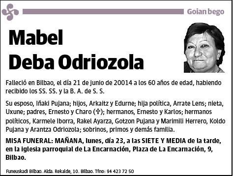 DEBA ODRIOZOLA,MABEL