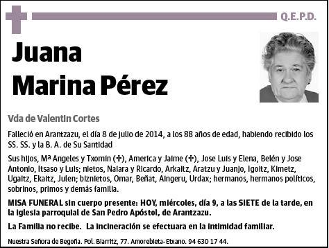 MARINA PEREZ,JUANA