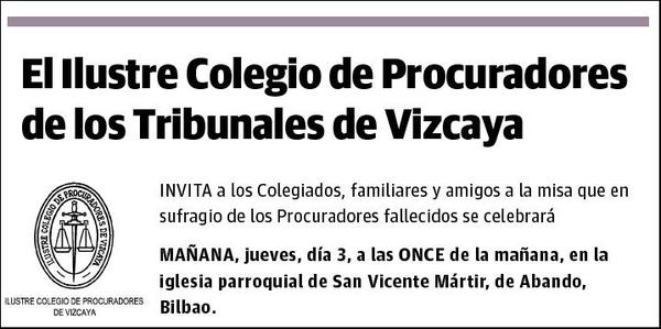 COLEGIO DE PROCURADORES DE LOS TRBUNALES DE VIZCAYA,EL ILUSTRE