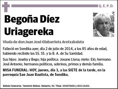 DIEZ URIAGEREKA,BEGOÑA