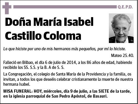 CASTILLO COLOMA,MARIA ISABEL