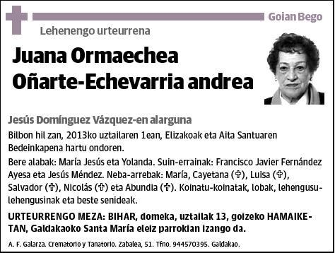 ORMAECHEA OÑARTE-ECHEVARRIA,JUANA