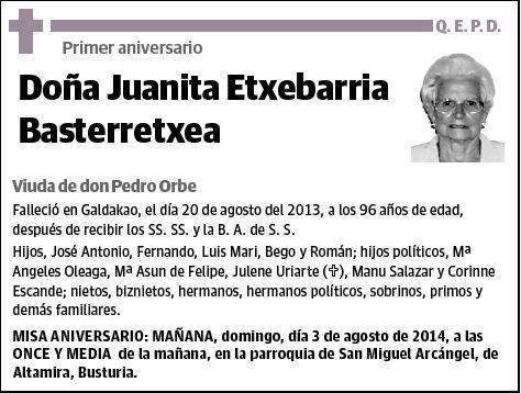 ETXEBARRIA BASTERRETXEA,JUANITA