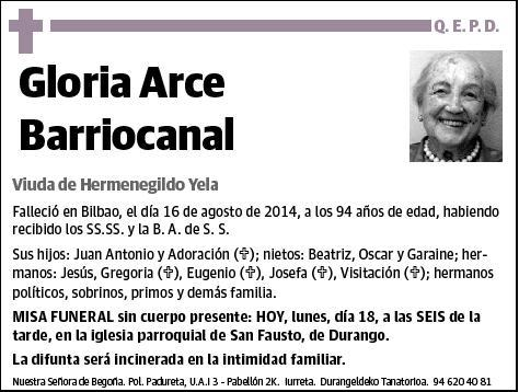 ARCE BARRIOCANAL,GLORIA