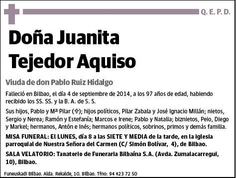 TEJEDOR AQUISO,JUANITA