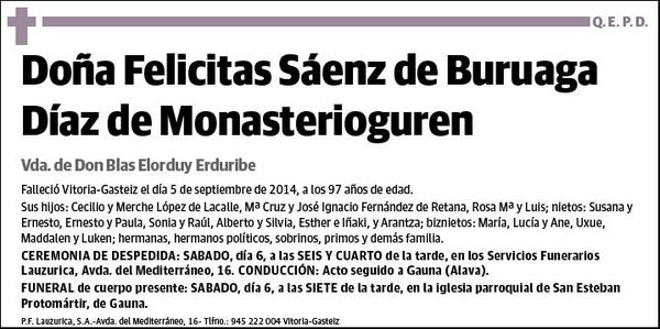 SAENZ DE BURUAGA DIAZ DE MONASTERIOGUREN,FELICITAS