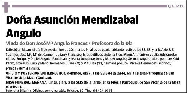 MENDIZABAL ANGULO,ASUNCION