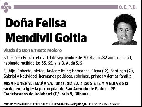 MENDIVIL GOITIA,FELISA