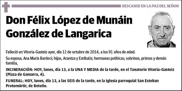 LOPEZ DE MUNAIN GONZALEZ DE LANGARICA,FELIX