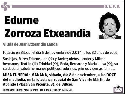ZORROZA ETXEANDIA,EDURNE