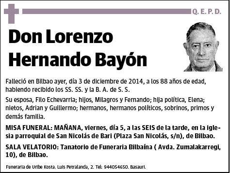 HERNANDO BAYON,LORENZO