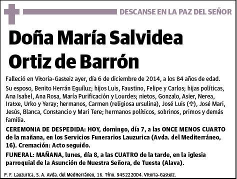SALVIDEA ORTIZ DE BARRON,MARIA
