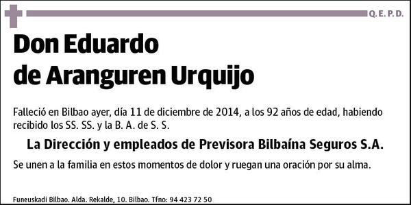 DE ARANGUREN URQUIJO,EDUARDO