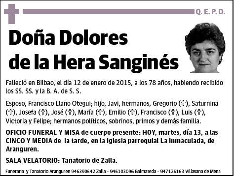 DE LA HERA SANGINES,DOLORES