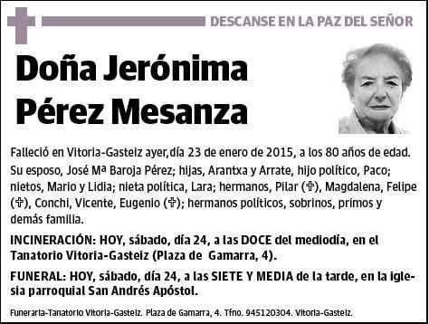 PEREZ MESANZA,JERONIMA