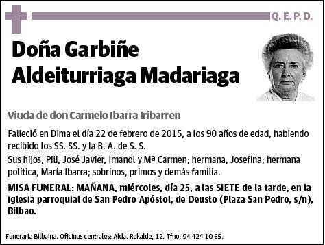 ALDEITURRIAGA MADARIAGA,GARBIÑE
