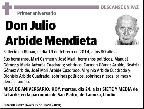 ARBIDE MENDIETA,JULIO
