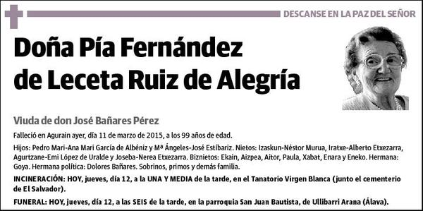 FERNANDEZ DE LECETA RUIZ DE ALEGRIA,PIA