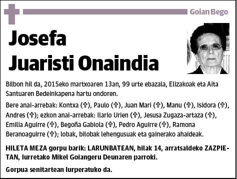 JUARISTI ONAINDIA,JOSEFA