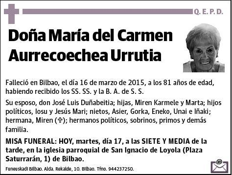 AURRECOECHEA URRUTIA,MARIA DEL CARMEN