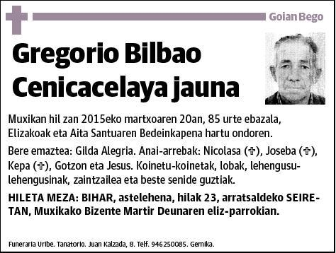 BILBAO CENICACELAYA,GREGORIO