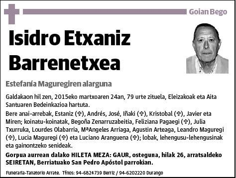 ETXANIZ BARRENETXEA,ISIDRO