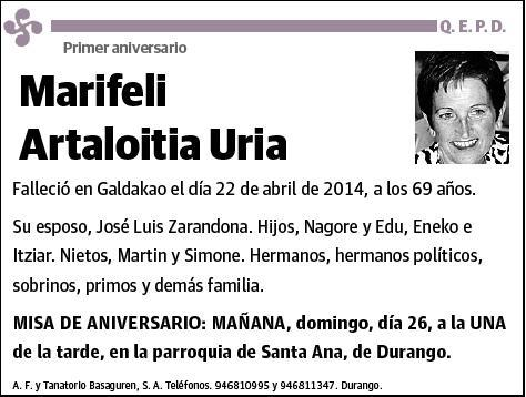 ARTALOITIA URIA,MARIFELI