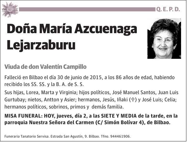 María Azcuenaga Lejarzaburu