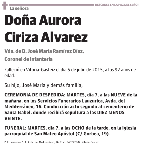 Aurora Ciriza Alvarez