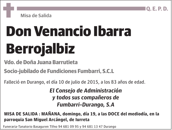 Venancio Ibarra Berrojalbiz