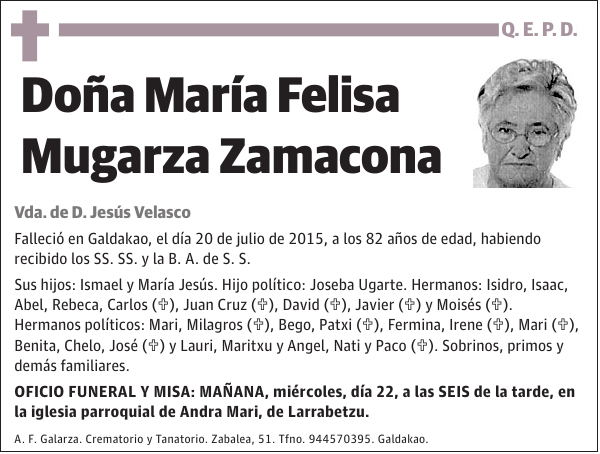 María Felisa Mugarza Zamacona