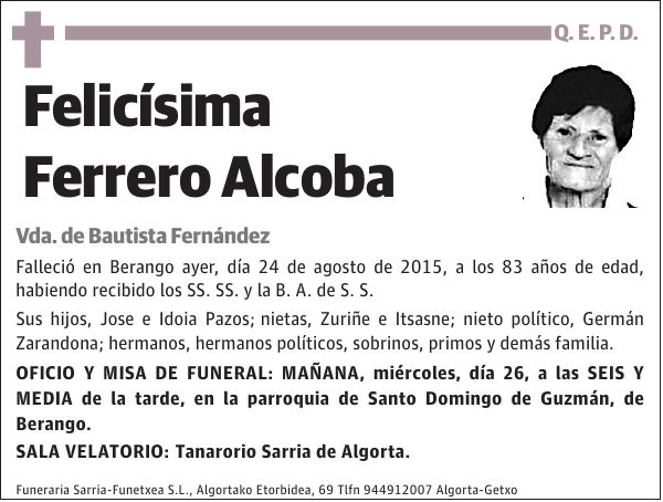 Felicísima Ferrero Alcoba
