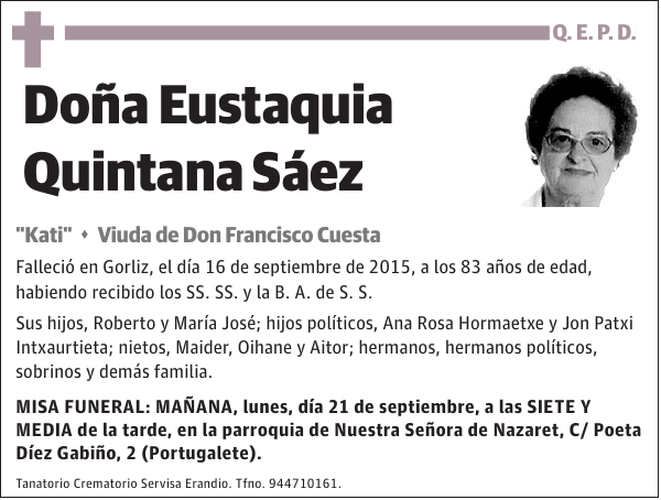 Eustaquia Quintana Sáez