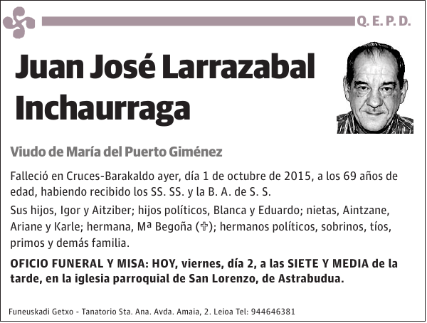 Juan José Larrazabal Inchaurraga