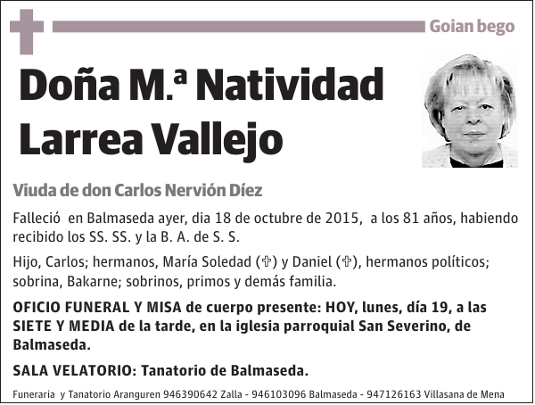 Mª Natividad Larrea Vallejo