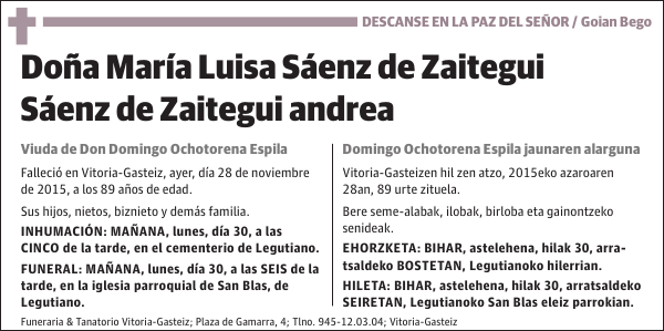María Luisa Sáenz de Zaitegui Sáenz de Zaitegui