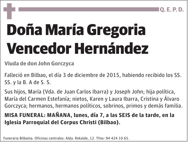 María Gregoria Vencedor Hernández