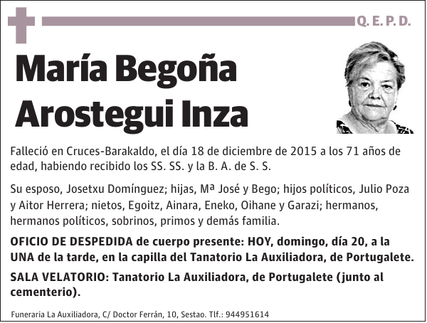 MarÃ­a BegoÃ±a Arostegui Inza