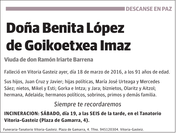 Benita López de Goikoetxea Imaz
