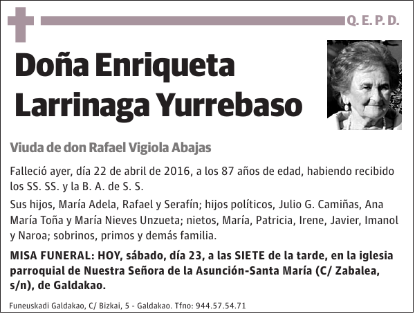 Enriqueta Larrinaga Yurrebaso