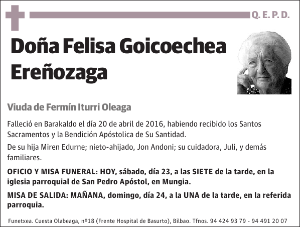 Felisa Goicoechea Ereñozaga