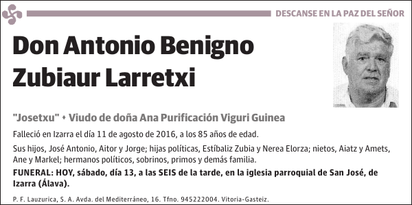 Antonio Benigno Zubiaur Larretxi