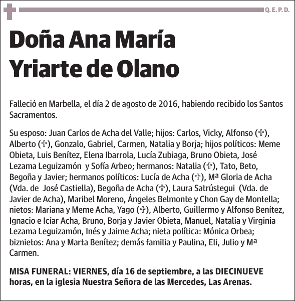 Ana María Yriarte de Olano