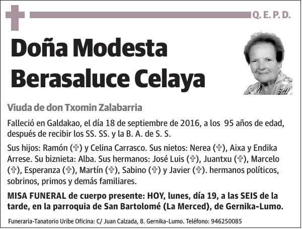 Modesta Berasaluce Celaya