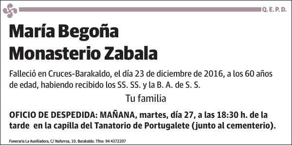 María Begoña Monasterio Zabala