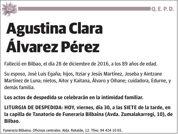 Agustina Clara Álvarez Pérez